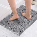 H.VERSAILTEX Bathroom Mat Luxury Microfiber Bath Mat Absorbent Chenille Rug Quick Dry Machine Washable Bath Mats for Bathroom Floor, Bathtub and Shower Bathroom Accessories 17" x 24", Grey