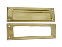 QCAA Solid Brass Mail Slot, with Solid Brass Interior Frame,10" x 3", Polished Brass, 1 Pack, Made in Taiwan