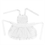 HERCHR Vintage Maid Ruffle Apron,Sexy Apron 33.5×25.6inch Adjustable Ruffle Apron White Apron Chefs Apron,Maid Ruffle Retro Apron Kitchen Apron White Women Maid Apron Ruffle Hem Apron Waitress Apron