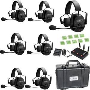 Came-TV Kuminik8 Wireless Intercom Headset System Noise Cancellation, 450m Full Duplex Team Communication Group Talk, Zero Latency Mute Function Headset Film Video Production with HUB (7 Sets)