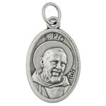 1" Saint Padre Pio Medal Pendant | Ex Indumentis Relic on Back | Great Catholic Gift for First Confession, First Communion, or Confirmation | Made in Italy, Metal