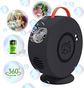 Machine à Bulles, Jouet a Bulles Automatique Rechargeable Soufflante, Rotatif 90°/360°, 500ml Souffleur à Bulles pour Enfants 3 4 5 6 Ans, Jeux De Jardin, Idée Cadeau Garcon Fille (Noir)