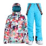 GSOU SNOW Women's Waterproof Ski Jackets Pants Suit Windproof Insulated Hoodie