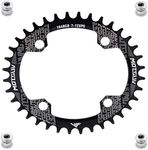 YBEKI 30T 32T 34T 36T 38T 40T 42T 44T 46T 48T 50T 52T Chainring 104BCD Round Oval Narrow Wide Single Bike Chainring for 8 9 10 11 Speed Mountain Bike Road Bike MTB BMX (black oval, 32T)