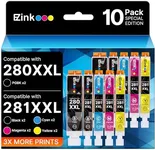 E-Z Ink Compatible Ink Cartridge Replacement for Canon 280 281 PGI-280XXL CLI-281XXL Compatible with PIXMA TR7520 TR8520 TS6120 TS6220 TS6320 TS8120 TS9120 TS9521C TS702 Printer (10 Pack)
