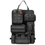 DaMohony Tactical Car Seat Back Organizer, Universal Vehicle Seat Back Organizer with 5 Detachable Storage Pouch, Upgrade Waterproof Tactical Molle Car Backrest Hanging Bag for Car Truck Jeep SUV