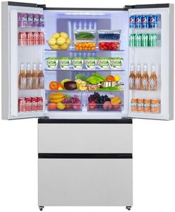 GarveeTech Refrigerator French Door, 18.8 Cu.Ft, Full Size Bottom Freezer with 2 Freezer Drawers, 36'' Frost-free Counter Depth Stainless Steel Fridge, Kitchen Refrigerator, LED Display, Silver