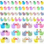 HEQU 120pcs Mini Luminous Resin Ducks Glow in The Dark Mini Ducks Mini Resin Animals Tiny Ducks in 4 Styles Little Ducks for Home DIY Crafts, Aquarium, Garden, Potted Plant Decoration