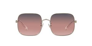 Coach Woman Sunglasses Rose Gold Frame, Navy Pink Peach Gradient Lenses, 55MM, Rose Gold, One Size