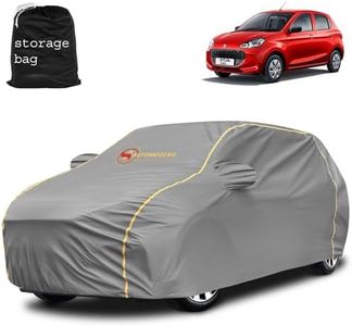 AUTOMOZEXO Maruti Alto K10 Car Cover with Mirror Pocket Waterproof Inner Cotton Layer Adjustable Belt Bottom Elastic Triple Stitched Cover to Secure fit and Protect from All Indian Climates (Grey)