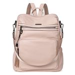 CLUCI Backpack Purse for Women Fashion Leather Designer Travel Large Ladies Shoulder Bags with Tassel Pink