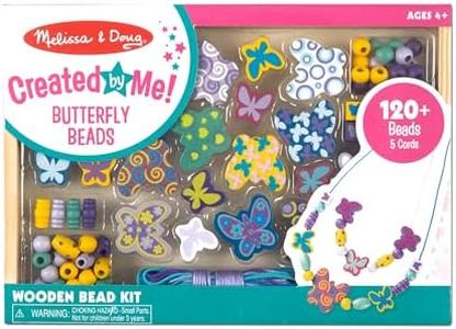 Melissa & Doug Created by Me! Butterfly Beads Wooden Bead Kit, 120+ Beads for Jewelry-Making