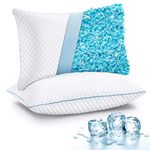 Cooling Shredded Memory Foam Pillows 2 Pack, Adjustable Firm Bed Pillows for Side Back Stomach Sleepers, Luxury Gel Pillow for Hot Sleepers with Breathable Washable Cover (Cooling-Standard)