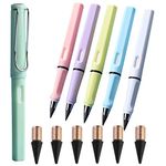 CPDES 6 Pcs Everlasting Pencil,0.5mm ink Erasable Infinite Pencil,Inkless Pencil Everlasting Reusable Unlimited Writing Pencils(6 Pencils + 6 Replacement Pencil Tips+ 6 Erasers)