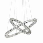 LOCO 40 cm (16 inch) Luxury Modern Crystal LED Pendant with Unique Two Rings, Modern Home Ceiling Light Fixture, Pendant Light Chandeliers Lighting