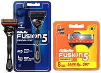 Gillette Fusion Power Shaving Razor Blades - 8 Pieces & Gillette Fusion Proglide Razor for Men for Perfect Shave and Perfect Beard Shape