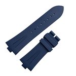 AEMALL 25mm * 8mm Rubber Silicone WatchBand For Vacheron Constantin Overseas Watch Bnad Black Blue Waterproof Sport Strap (Color : Blue No Buckle, Size : 25mm)