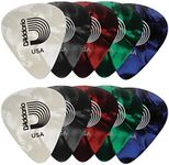 D'Addario Celluloid Guitar Picks - Guitar Accessories - Guitar Picks for Acoustic Guitar, Electric Guitar, Bass Guitar - Natural Feel, Warm Tone - Assorted, Medium 0.70mm, 10-pack