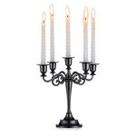 Sziqiqi Black Metal Candle Holder 5-arms Candle Stand 27cm Tall Wedding Event Candelabra Candle Stick, Black