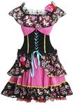 Bslingerie® Women Day of The Dead Off Shoulder Dress Costume (M, Black & Pink)