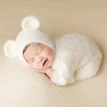 Felenny Newborn Boy Photoshoot Photography Prop Outfits Footed Romper Bear Ear Hat Costume Infant Accessories for 0-2 Months