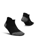 Feetures Plantar Fasciitis Relief Ultra Light Cushion Ankle Sock - Tab Socks with Heel Tab, Black (1 Pair), Medium