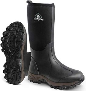 Obcursco Waterproof 6mm Neoprene Rubber Boot for Men and Women Insulated Rain Boot for Outdoor Activity. Ideal for Farm Working, Hunting and Fishing, Standard Black, 11 Women/10 Men