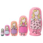 NUOBESTY Russian Nesting Dolls, Wooden Russian Dolls Stacking Nested Set,Handmade Toys For Toddlers,Kids Home Room Decoration 5Pcs