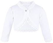 Lilax Baby Girls' Knit Long Sleeve Button Closure Bolero Cardigan Shrug 6-9 Months White