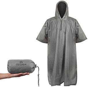 Arcturus Rain Poncho: Lightweight Ripstop Nylon Poncho with Adjustable Hood. Multipurpose, Large, Waterproof Design - Makes a Great Tarp, Backpacking Ground Cloth & Emergency Shelter (Gray)