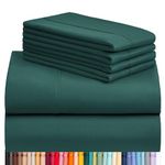 LuxClub 6 PC King Sheet Set, Breathable Luxury Bed Sheets, Deep Pockets 18" Wrinkle Free Cooling Bed Sheets Machine Washable Hotel Bedding Silky Soft - Emerald King