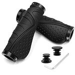 REETEE Bicycle Handlebar Grips Aluminium Screw Double Lock Bike Grips, Ergonomic Non-Slip Rubber Mountain Bike Handlebar Grips 22.2 mm Universal MTB Grips for Scooters/BMX/Road Mountain (black)