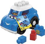 MEGA BLOKS Peter Police Car building set with 1 police car, 1 Block Buddies police officer and 4 big building blocks, toy gift set for ages 1 and up