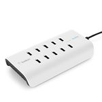 Belkin B2B139vf Rockstar 10-Port USB-A Charger (10 x 2.4 A Fast Charging, Built-In Surge Protection) - White