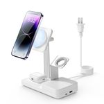 ESR 65W 5-in-1 GaN Charging Station, Designed for MagSafe Charger Stand, Magnetic Wireless Charger for iPhone 16/15/14/13/12, AirPods Pro 4/3/2, and USB A/C Devices, White