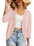 GRECERELLE Womens Summer Cardigan Lightweight Soft Casual Cropped Knit Shrugs Jumper Womens Tops for Dress Summer Evening Wedding (Light Pink, L)