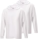 ProtectX High Visibility Sun Protection Lightweight Long Sleeve Hoodie, UPF 50+ Quick-Dry, SPF UV Shirt, Active Wear - White, Medium