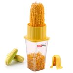 REDROCK - Premium Corn Stripper with Container & Gripper | Plastic Corn Seeds Kernels Remover, Cutter, Peeler for Kitchen Use (Stainless Steel Blade, Unbreakable) (Multicolor, Pack of 1)