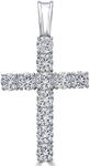 Moissanite Cross Pendant - 5 Sizes Tennis Cross Available For Men Or Ladies - Great Hip Hop Pendant For Any Necklace - Real Moissanite Jewelry Passes Diamond Tester GRA Certified - Solid 925 Sterling Silver, Small (1"), Metal, Diamond