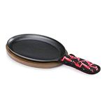 New Star Foodservice 1028614 Commerical Grade Cast Iron Fajita Set, Sizzling Skillet, Japanese Steak Plate