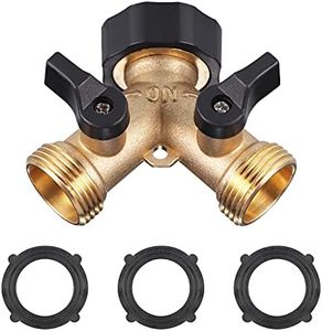 Zocipro Hose Splitter 2 Way, 3/4" Y Valve Garden Hose Connector Garden Brass Manifold, Washing Machine Y Piece for Outdoor, Garden, Courtyard, Lawn, Kitchen