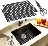 Kitchen Sink Mat, 2 Pcs Sink Mat Protector for Stainless Ceramic Sinks, 40x30 cm Cut to Size with Scissors, Sink Drainer Draining Mat for Bathroom, Sink Protector Mat for Kitchen Sink Countertop