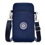 DuoLmi Cross Body Phone Bag Women, Nylon Ladies Mobile Phone Bags, Women Girls Zipper Waterproof Nylon Crossbody Bags Wallet Cellphone Purse Shoulder Bag Wristlet Handbags (Darkblue)