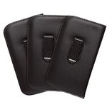 Calabria 3 PACK Jumbo/Large Slip-In Soft Eyeglass Case/Vertical Belt Clip BLACK