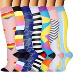 Odtmger Compression Socks（7 Pair for Women & Men Circulation 20-30mmhg Knee High Sock is Best Support for Athletic Running,Cycling