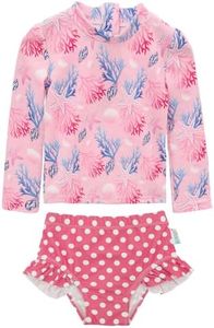 ALVABABY 12-18M Long Sleeve Rashguards, Baby/Toddler Girls' Rash Guard Sets,Girl Swimsuit UPF 50+ Sun Protection Two Piece Bathing Suit ST-P01-12-18M