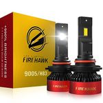 Firehawk 9005/HB3/H10/9145 LED Bulbs 40000LM 990% Brightness 6000K Cool White Plug and Play Halogen Replacement Conversion Kit 2024 Upgraded, Pack of 2