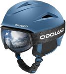 Odoland Ski Helmet, Snowboard Helmet with Ski Goggles for Skiing, Shockproof, Windproof, Safety Snow Sports Helmet and Protective Goggles for Men Women and Youth,Dark Blue, S