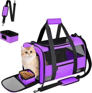 CUSSIOU Large Airline Approved Cat Carrier Dog Carriers for Dogs Under 25 Lbs, Collapsible Soft Sided Travel Carriers for Puppy Kitten, Purple