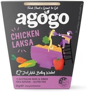 Agogo Chicken Laksa, 55g - Carton of 6. Easy to Make, Instant Laksa with Rice Noodles Meal - 100% Natural, Gluten Free, Low Fat Meals - No Added Nasties Like MSG or Artificial Flavours